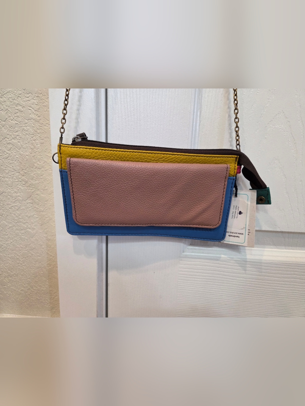 Soruka Colorblock Crossbody Wallet - Pink, Blue & Yellow. NWT